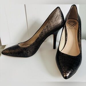 Vince Camuto Hallee Bronze Leather Snakeskin Pumps